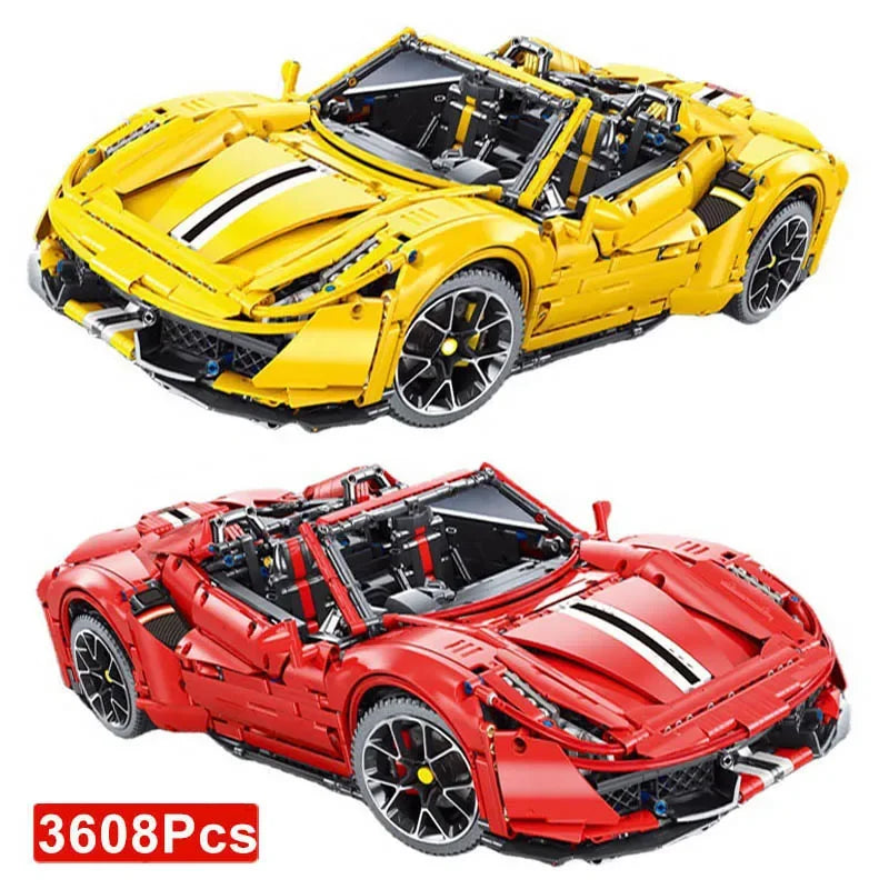 3608Pcs Technical 1:8 488 Super Racing Car Model Building Blocks City for Children Adult Gift Speed Sport Vehicle Bricks MOC Toy