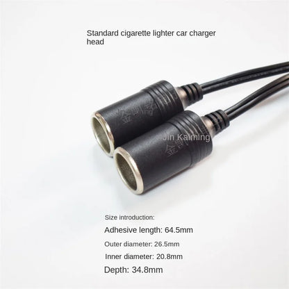 12V/24V Universal 1-to-2 Extension Cable Pure Copper 15A Car Charger Power Cord Cigarette Lighter Splitter 30cm