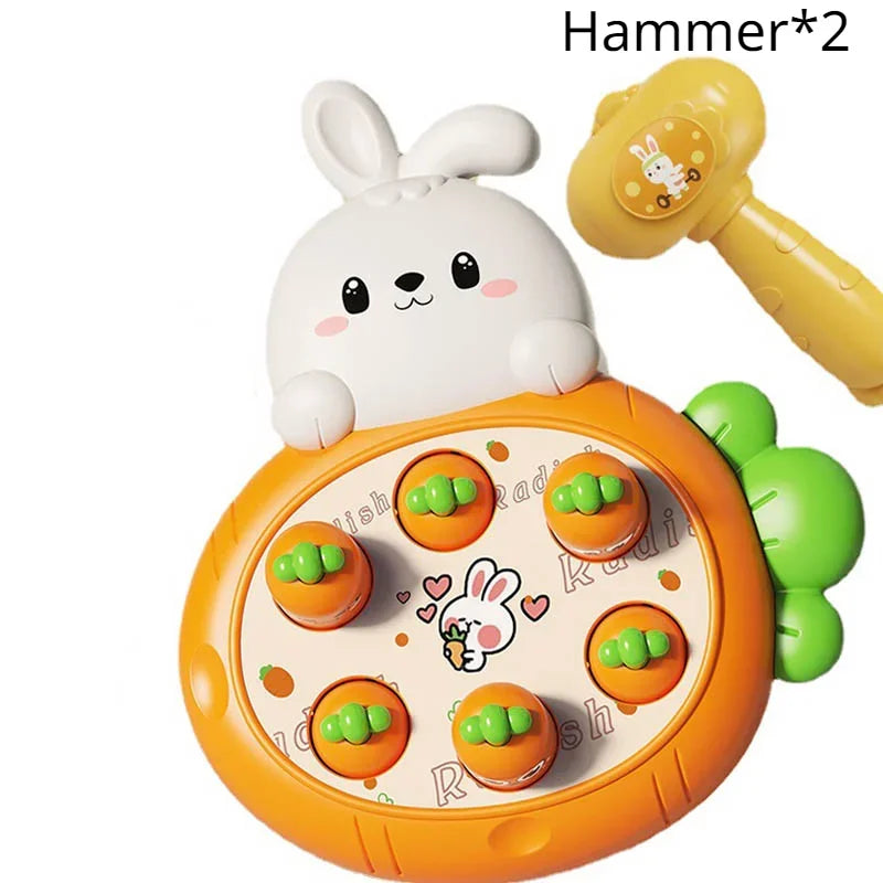 Toy for Kids Whack-a-Mole Cartoon Rabbit Pounding Carrot Toy Toddler Educational Interactive Montessori Game Pretend Play