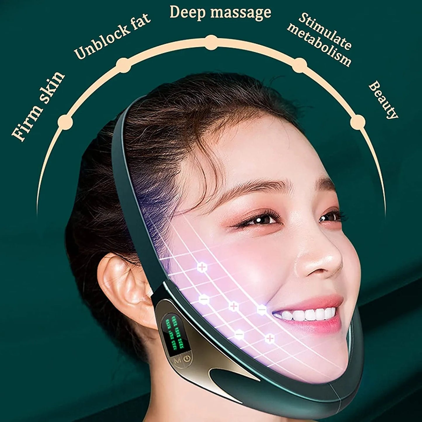 Electric V-shaped Facial Plastic Massager Lift Neck Anti-wrinkle Red Blue Double Chin Plastic Beauty Instrument Remote Control