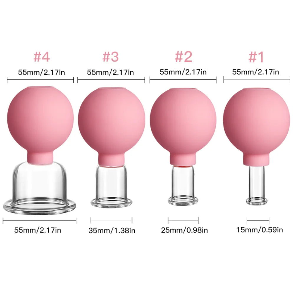 4PCS Face Skin Lifting Anti-Wrinkle Cupping Therapy Facial Medical Massage Tools Face Massage Rubber Vacuum Cupping Body Cups