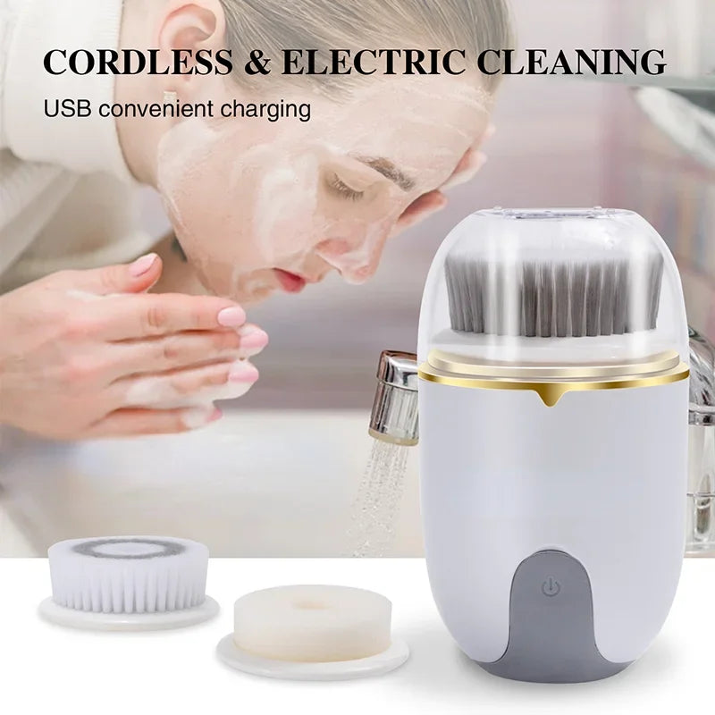 NEW Electric Ultrasonic Facial Cleanser Brush 3 in 1 Cleansing Face Brush 360 Rotate Deep Cleaning Brush Facial Skin Care