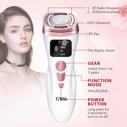 Portable Mini HIFU Facial Skin Radio Frequency EMS Micro-Current Instrument To Lift And Tighten Face-Lift Beauty Massager