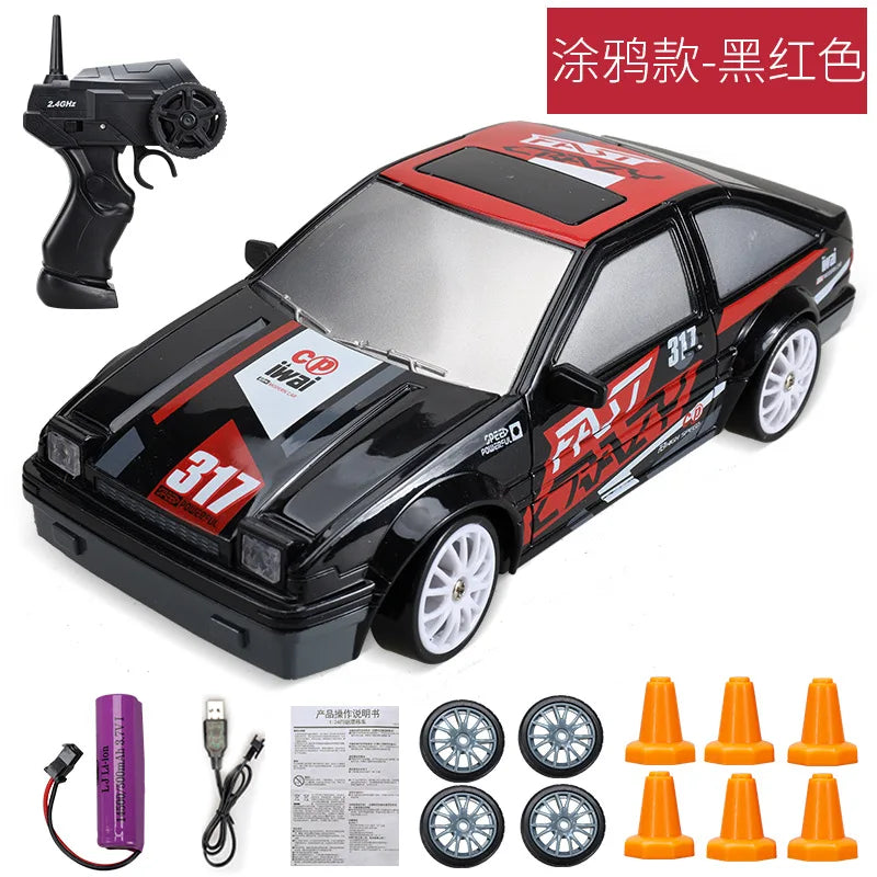 1/24 2.4G Drift Rc Car 4WD 3.7V 500MAH RC Drift Car Toy Remote Control GTR Model AE86 Vehicle Car RC Racing Car Toy