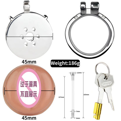 Stainless Steel Chastity Cage with Detachable Silicone Pussy Urethral Plug Penis Lock Cock Rings with Belt Adults Sex Toys