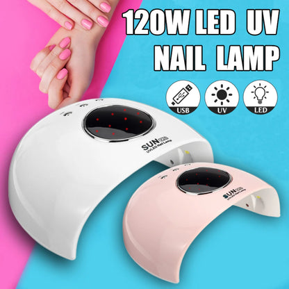 New 120W UV 12 LED Beads Nail Lamp For Manicure Polish Glue Lamp Gels Nail Dryer Curing Light Timing Phototherapy Machine