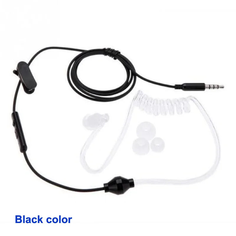 1 Pin 3.5mm Spiral Acoustic Air Tube Earpiece PTT Mic Speaker Microphone Headset for MP3 iPad Xiaomi iPhone Samsung Cell Phone