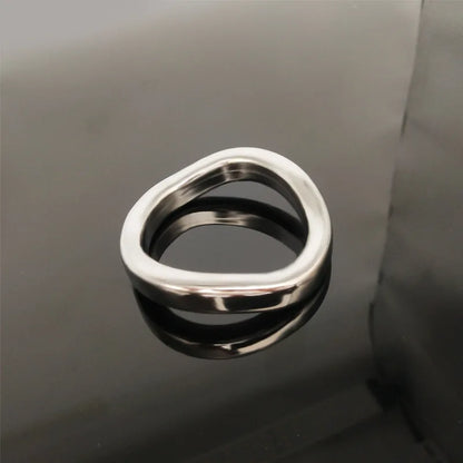 1pcs 40-55mm Stainless Steel Lock Sperm Ring, Cock Ring, Male Penis Ring Exerciser Curved Scrotum Bondage Stretching Ring