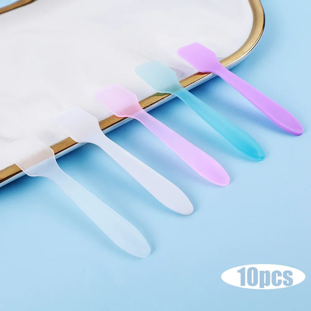 10 Pcs/Set Facial Mask Sticks Cosmetic Spatulas Plastic Face Mask Small Spoon Reuse DIY Face Skin Care Mask Mix  Make Up Tools